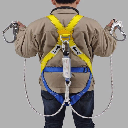 Full Body Safety Harness and Dual Rope Type Lanyard with Energy Absorber